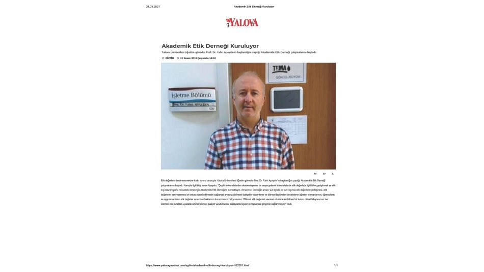 Akademide Etik Derneği Kuruluyor