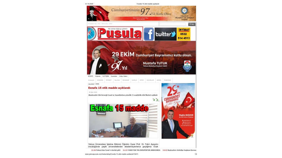 Derneğimiz Esnaf İçin Etik İlkeler Belirledi